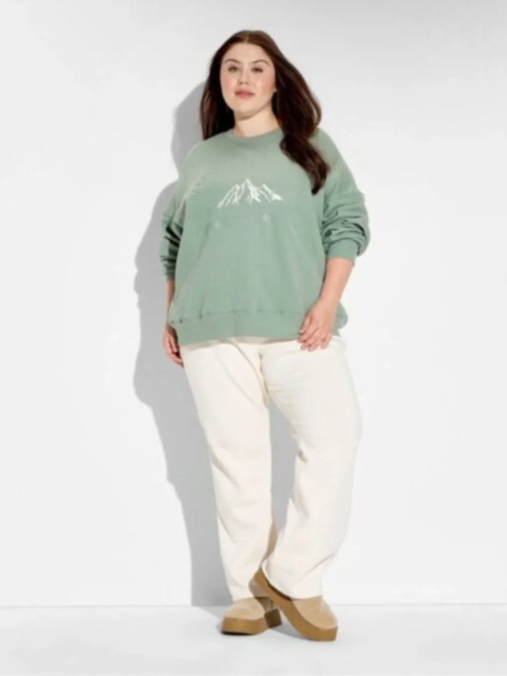 Women's Oversized Pullover Sweatshirt - Wild Fable™ Sage Green Mountain - Picture 4 of 4